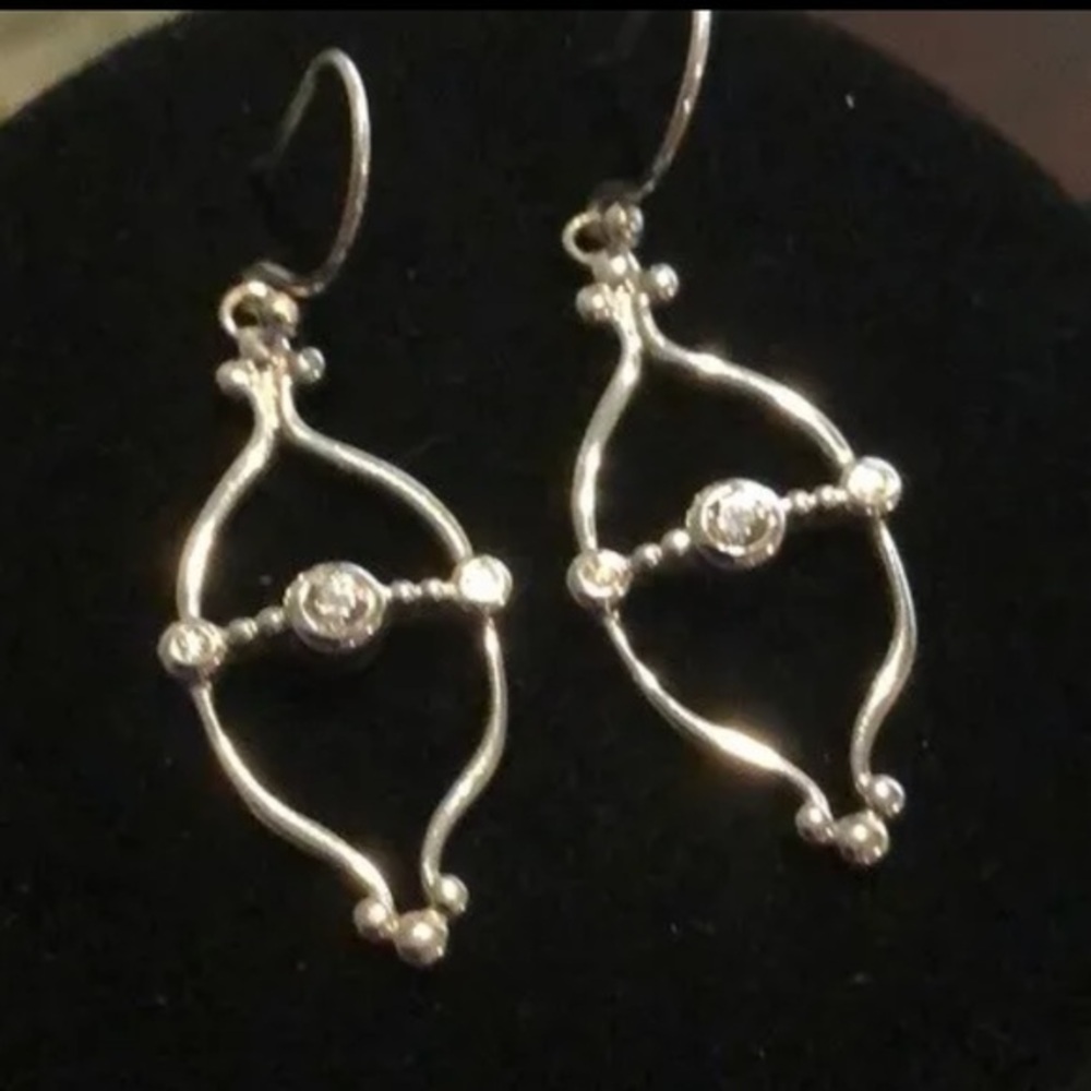 Earrings Silpada W2401 Rare Hard to find Sterling Silver and CZ Dangling